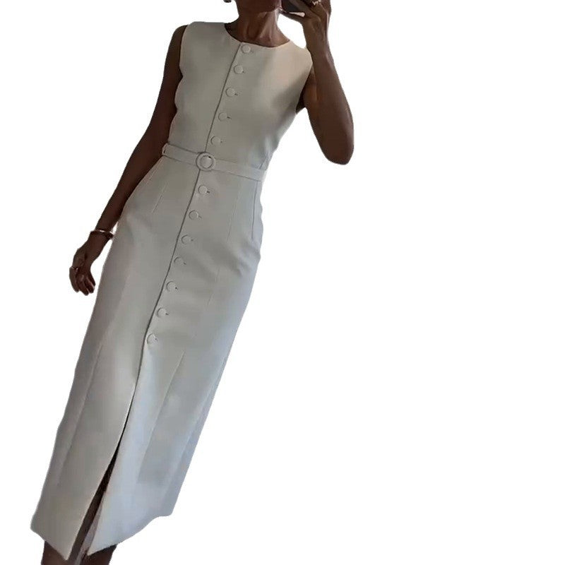 Summer Elegant Belt Slimming Commuting Dress Dresses