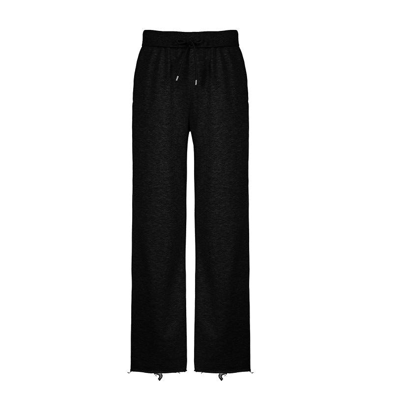 Color Elastic Lace Straight Simple Slimming Wide Pants