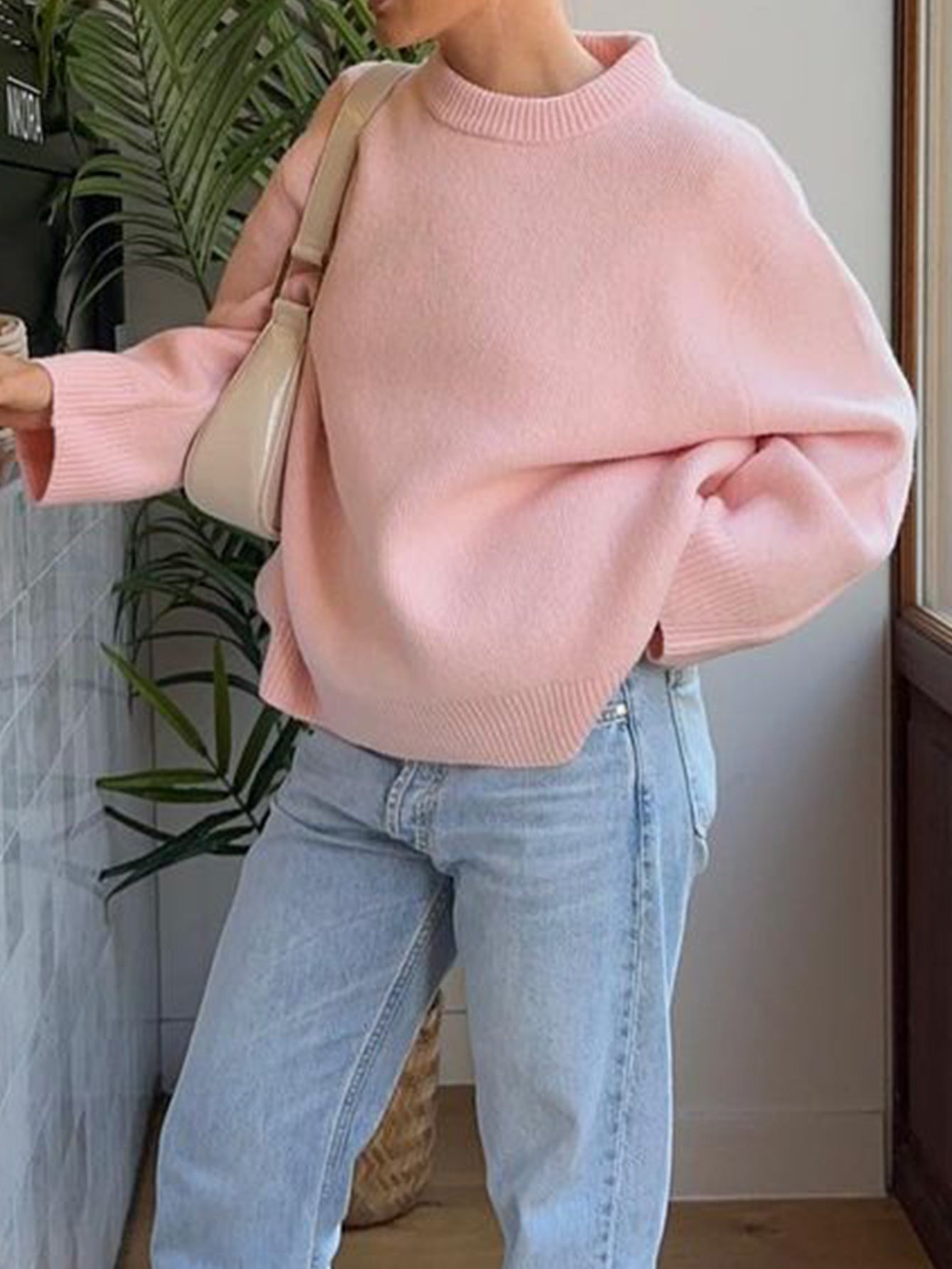 Women's Casual Woolen Solid Color Long Sleeve Sweaters
