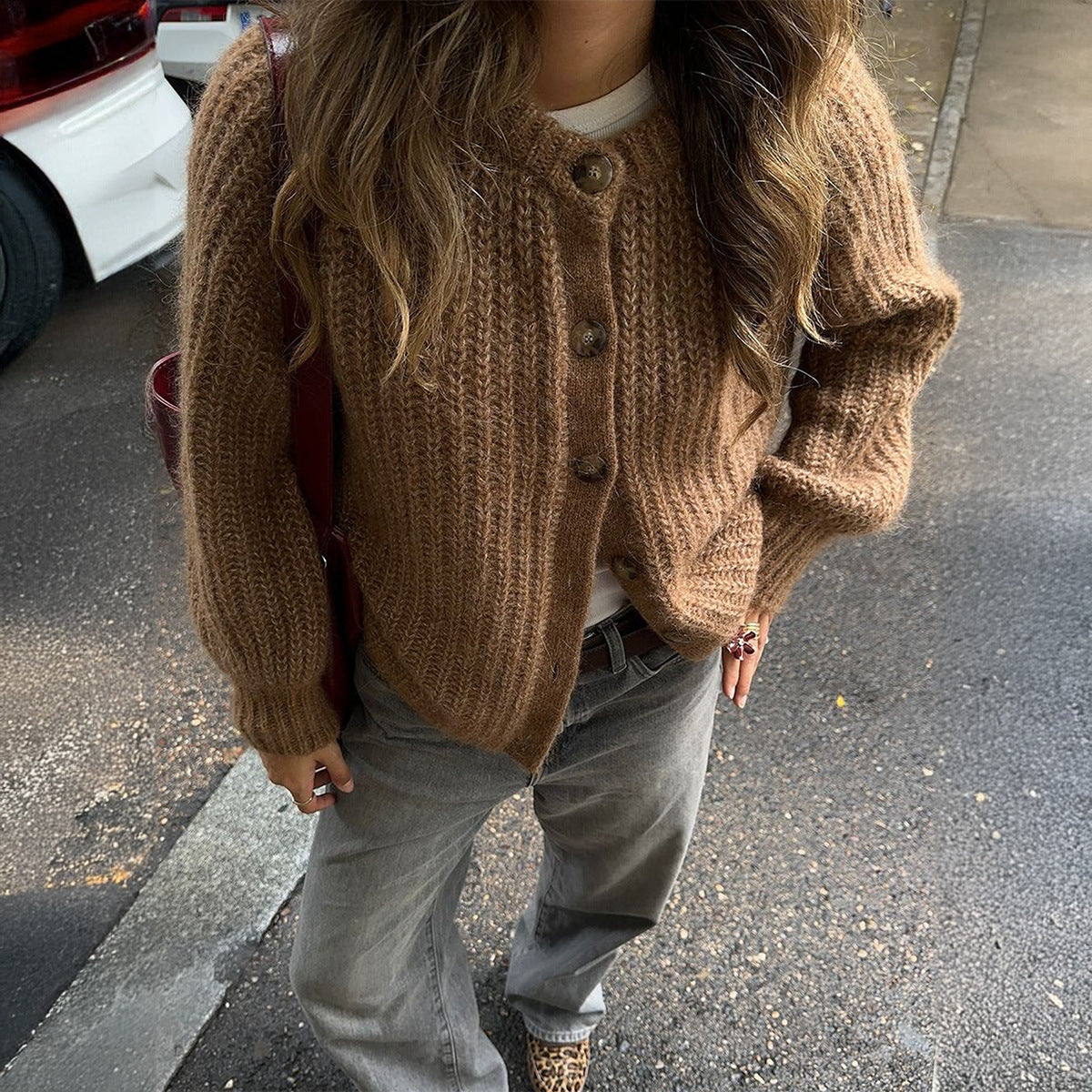 Women's Casual Minimalist Long Sleeve Button Shirt Sweaters