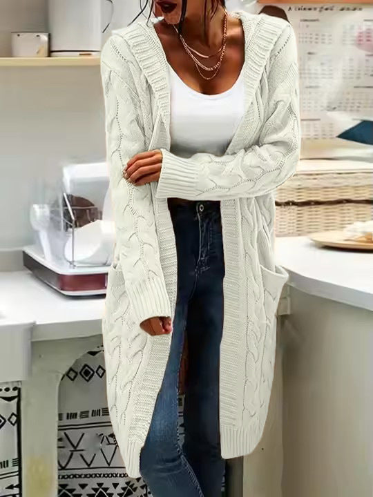 Women's Stylish Charming Hooded Pocket Twist Knitwear
