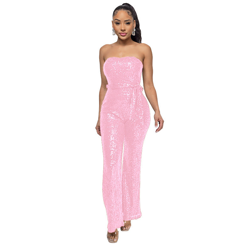 Women's Tube Sequined Sleeveless Hot Sling Jumpsuits