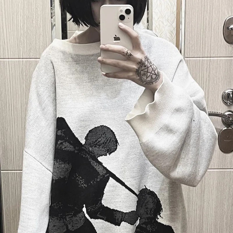 Women's & Men's & Personality Street Printed Round Neck Sweaters