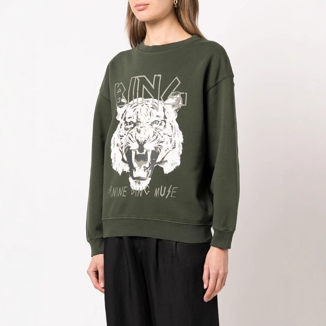 Women's Classic Tiger Head Digital Printing Printed Sweaters