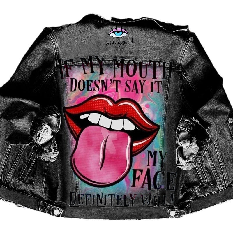 Women's Lady's Denim Lapel Single Button Casual Jackets