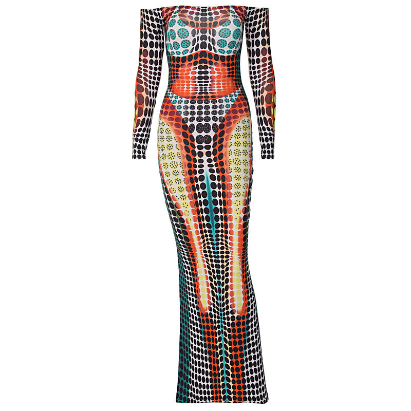 Women's Featured Fake Stitching Long Sleeve Slim Dresses