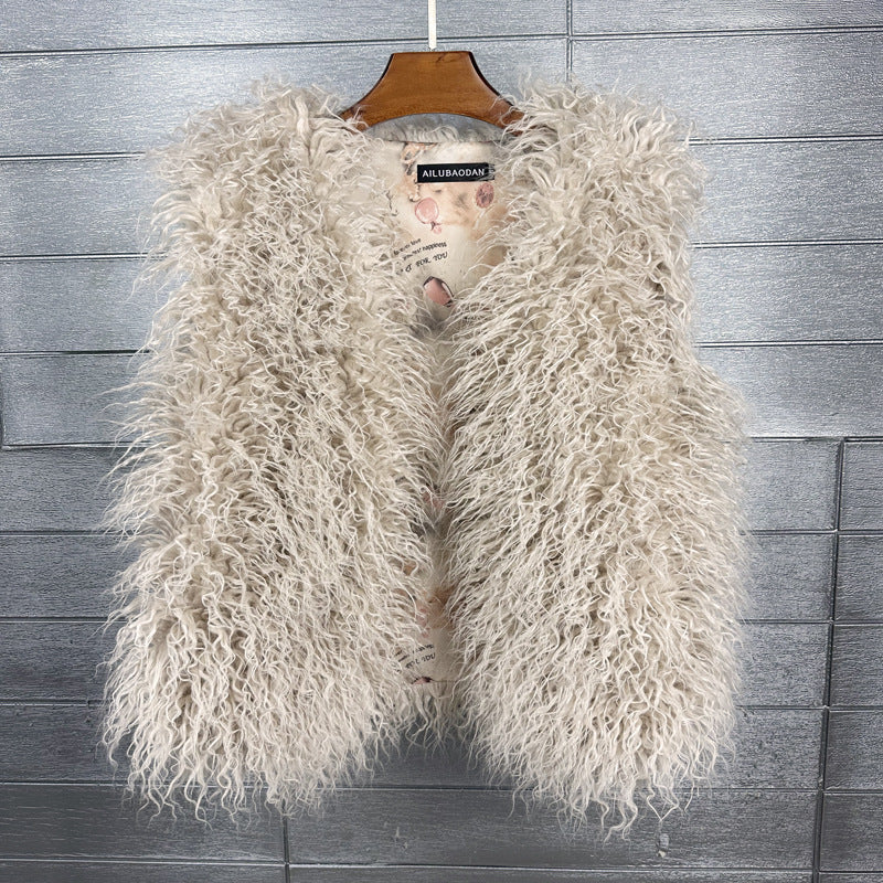 Women's Sheep Fur Environmental Protection Artificial Wool Coats