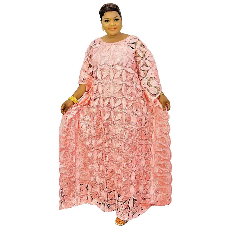 African Water Soluble Lace Loose Long Dresses