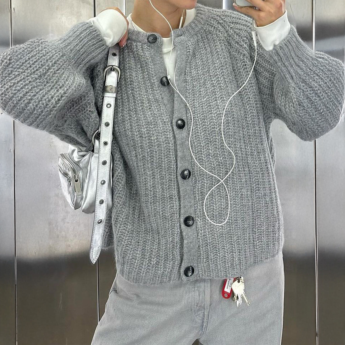 Women's Casual Minimalist Long Sleeve Button Shirt Sweaters