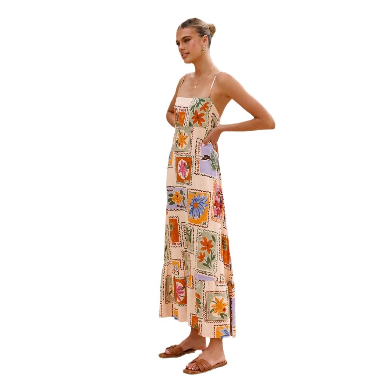 Vacation Style Casual Sling Large Swing Dress