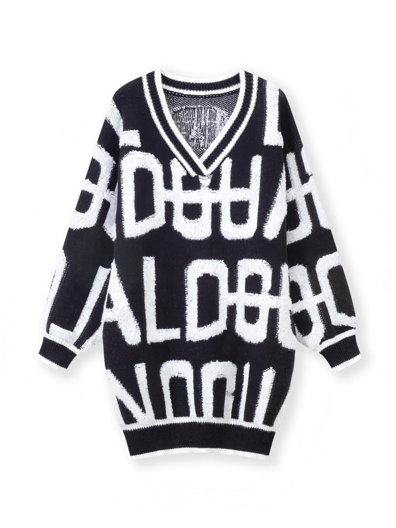 Women's Towel Embroidery Letter Loose Lazy Style Knitwear