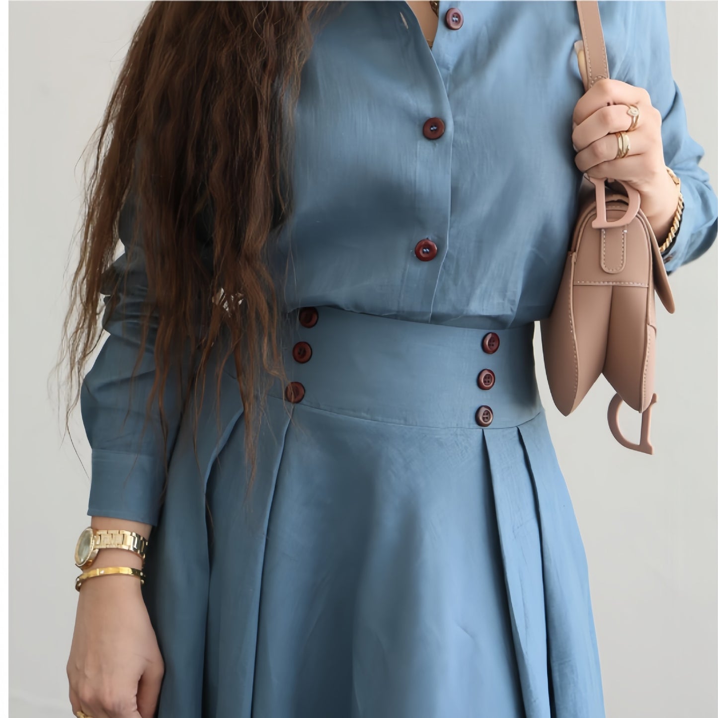 Women's Linen Fashion Solid Color Loose Long Sleeves Skirts