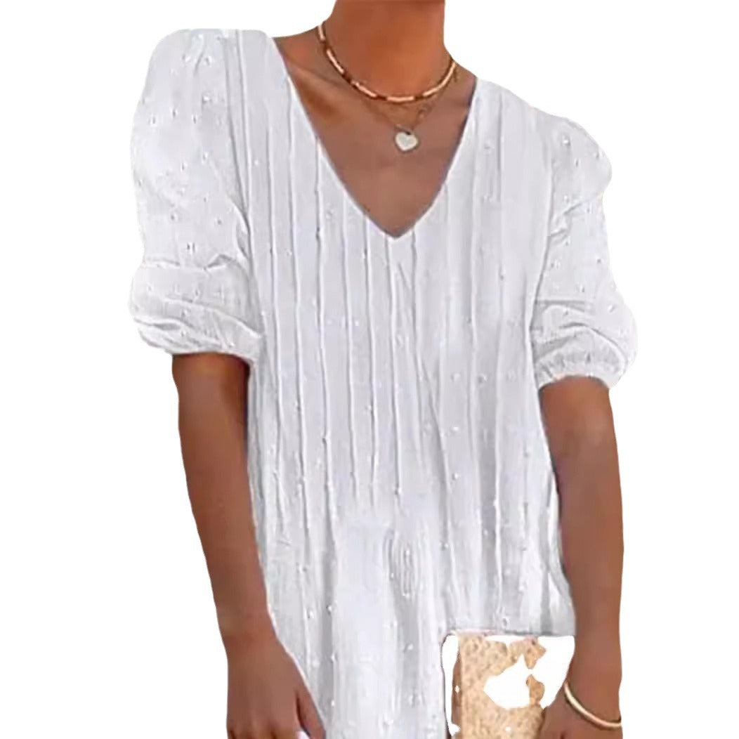 Women's Lace Summer Fur Ball Stripes Dress