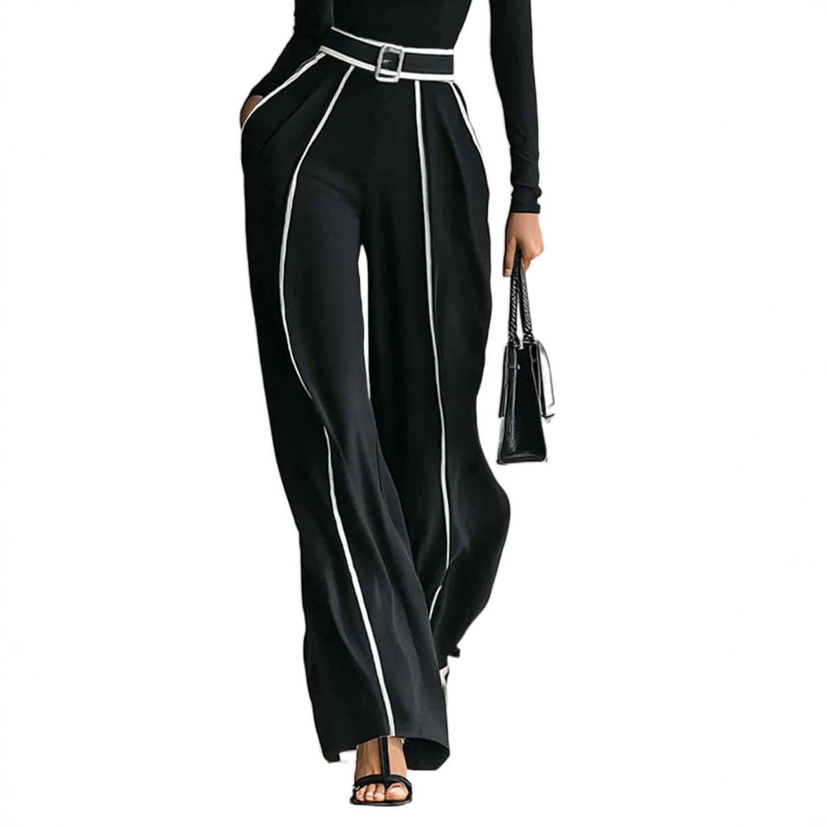 Color Binding Slimming Long Sleeve Knitted Suits