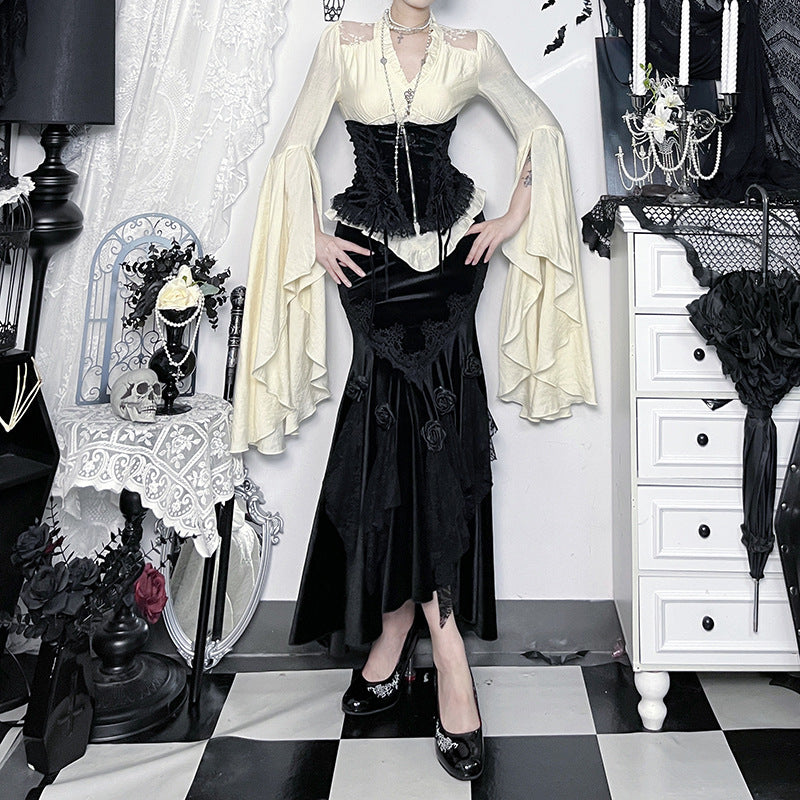 Women's Court Style Long-sleeved Shirt Gothic Fashion Blouses