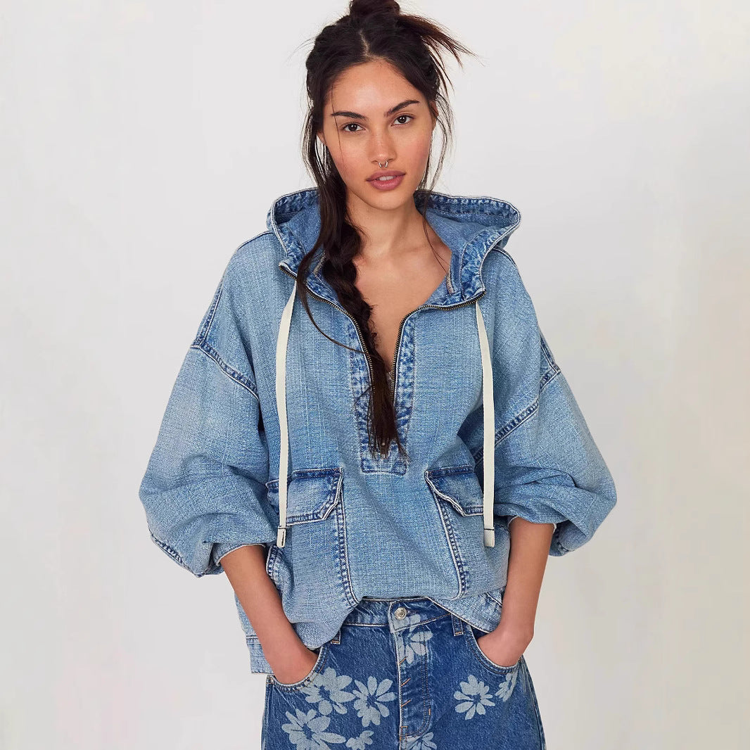 Autumn Fashion Loose Casual Washing Hooded Jackets