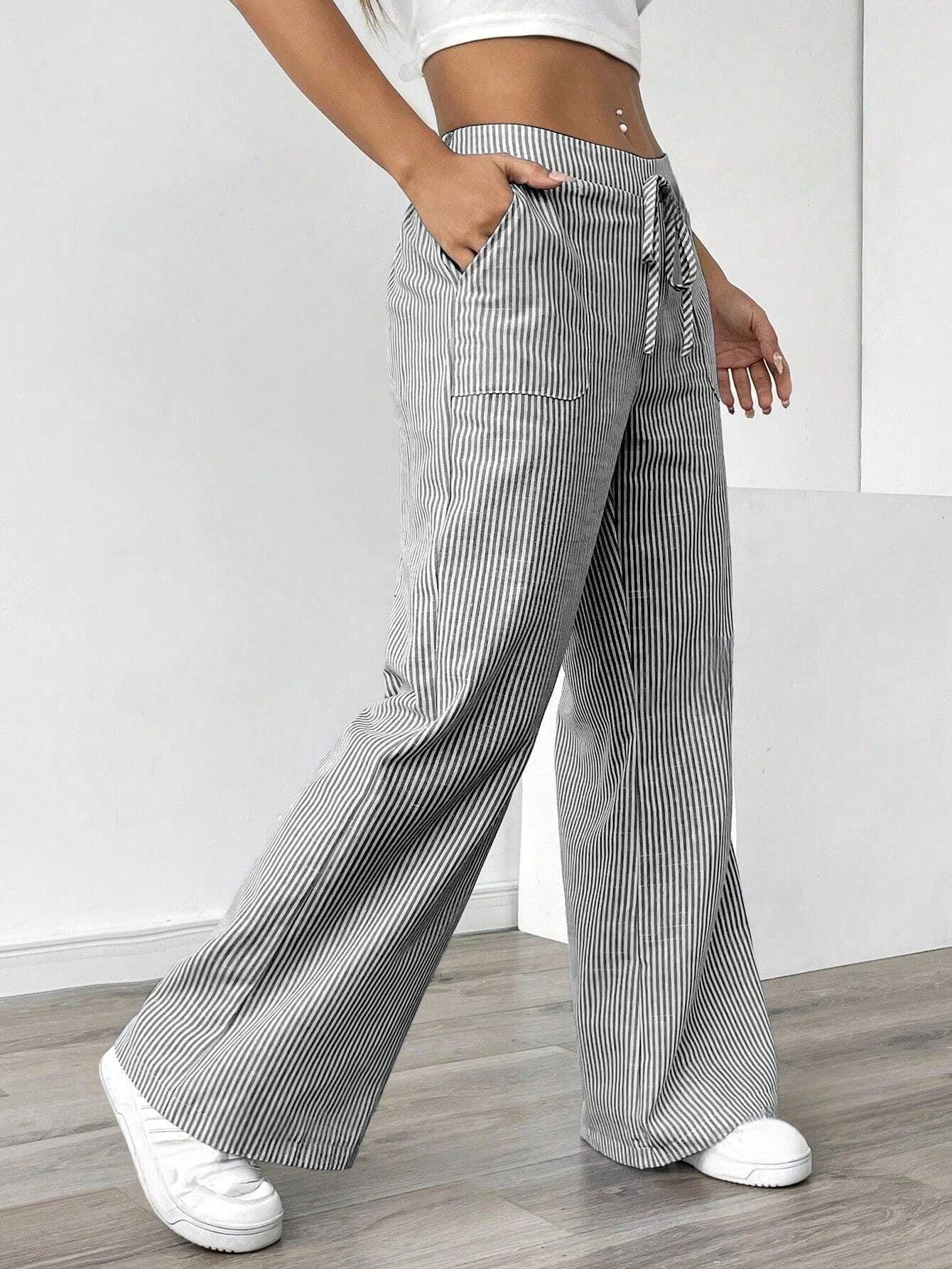 Women's Spring Striped Casual Fashion Loose Trousers Pants