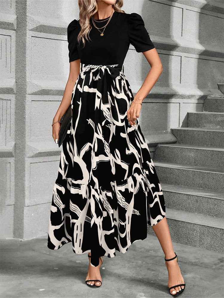 Women's Floral Print High Waist Fashion Elegant Dresses