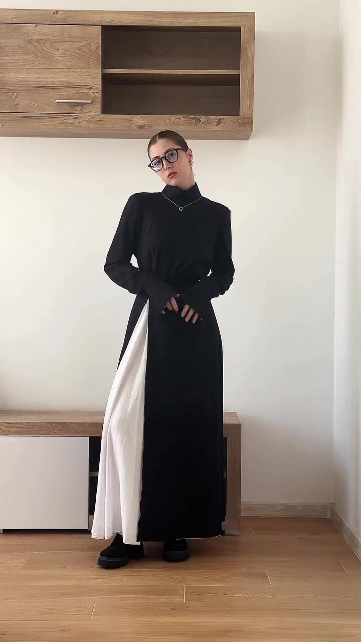 Women's Fashion Elegant Graceful Long Sleeve Split Dresses