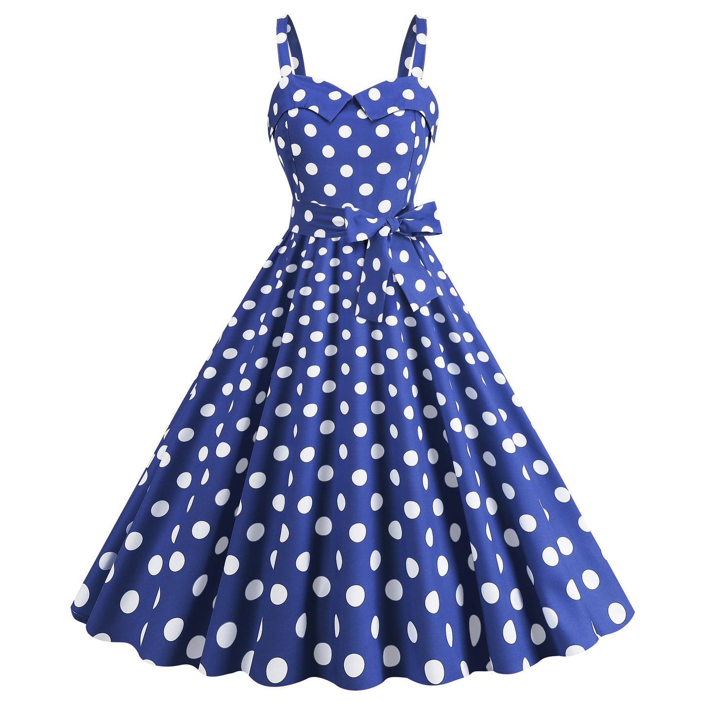Women's Spaghetti Straps Chest Wrap Polka Dot Dresses