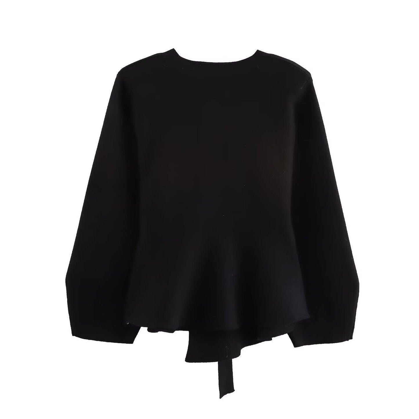 With Belt Padded Shoulder Decorative Knitted Sweaters