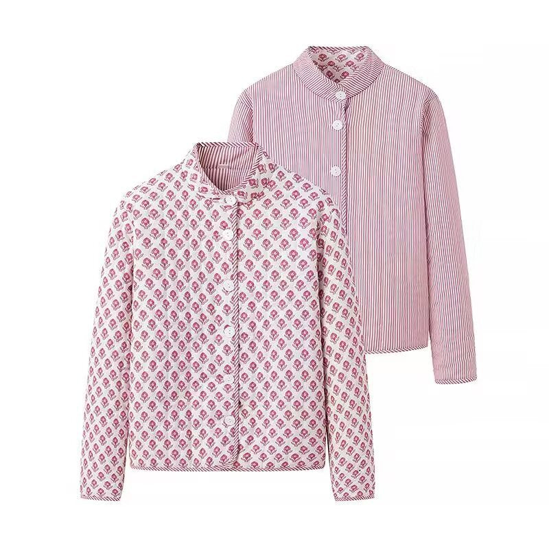 Women's Collar Street Fashion Two-sided Wear Pattern Jackets