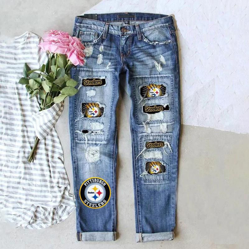 Street Hipster Baggy Blue Mid Waist Jeans