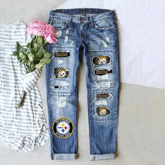 Street Hipster Baggy Blue Mid Waist Jeans