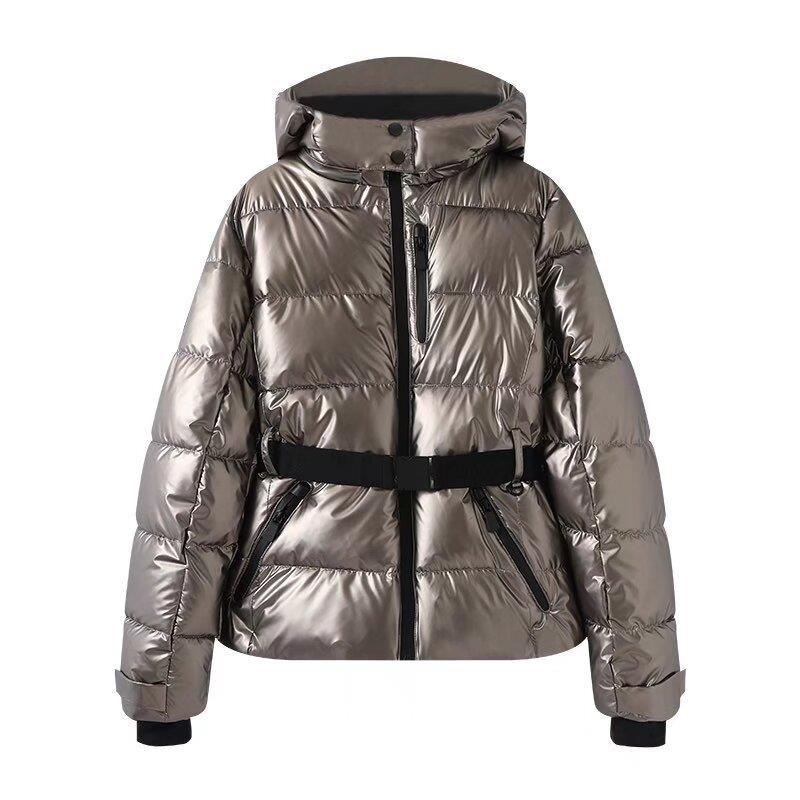 Women's With Belt Down Cotton Hooded Windproof Coats