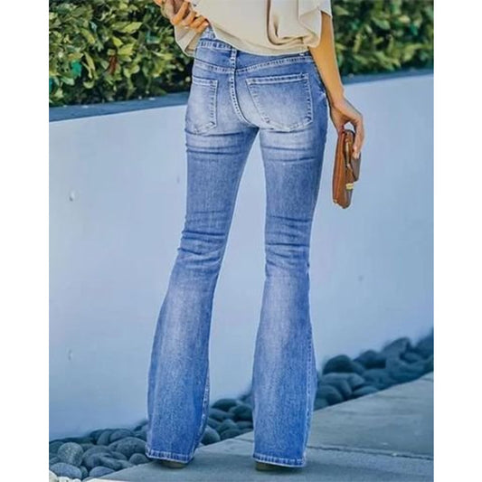 Women's Durable Retro High Waist Washed Jeans