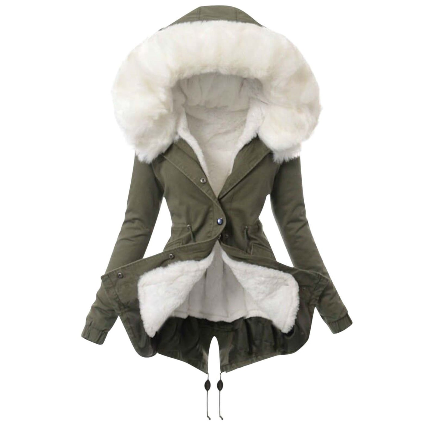 Women's Winter Warm Fur Collar Zipper Hooded Coats