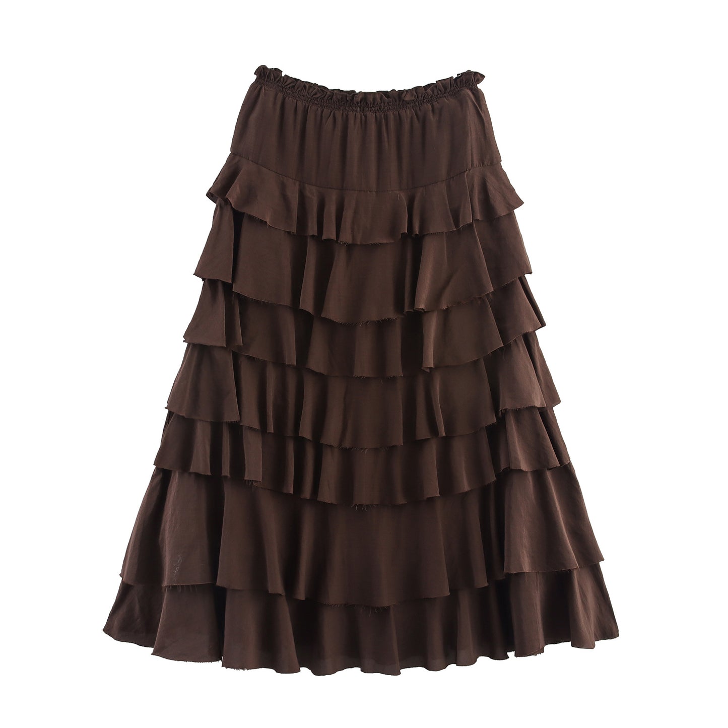 Series Laminated Decoration Solid Color Midi Skirts