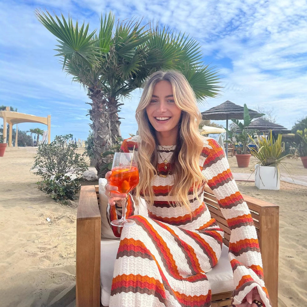 Women's Contrast Color Beach Vacation Sexy Dress Dresses