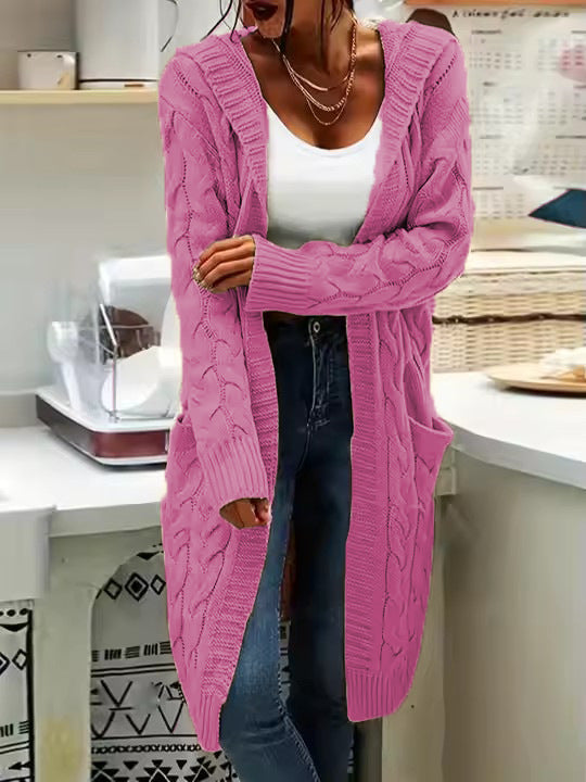 Women's Stylish Charming Hooded Pocket Twist Knitwear