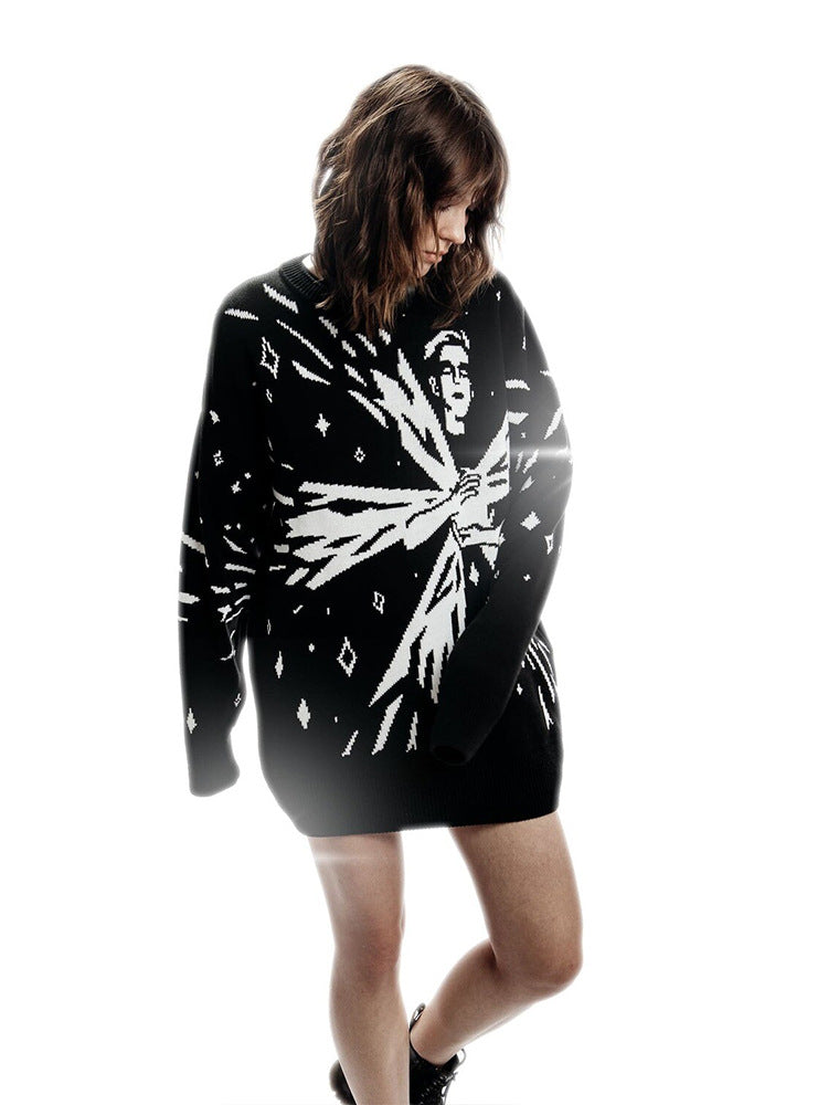 Women's & Men's & Personality Street Printed Round Neck Sweaters