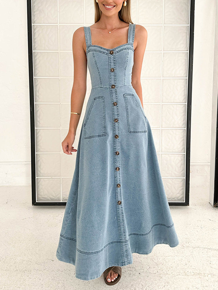 Mid-length Dress Strap Backless Temperament Commute Dresses