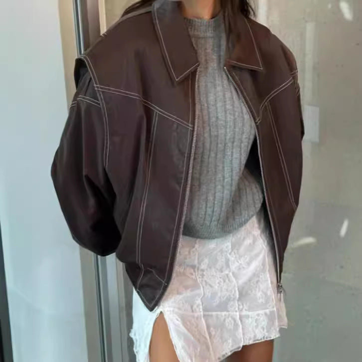 Women's Fashion Loose Lapel Long Sleeves Retro Jackets