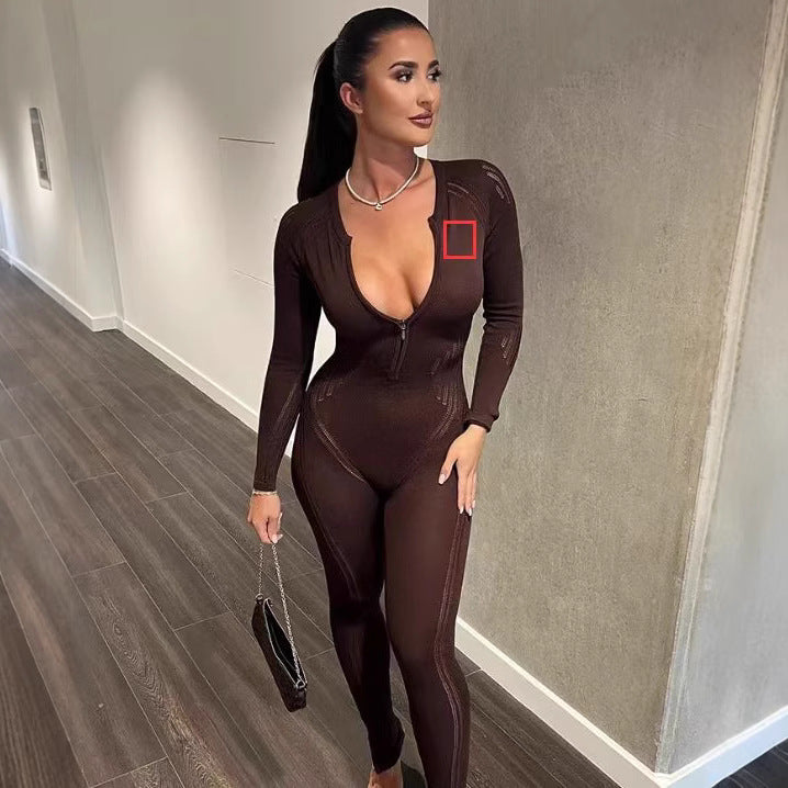 Women's Sexy Tight Trousers Fashionable Striped Knitted Sweaters