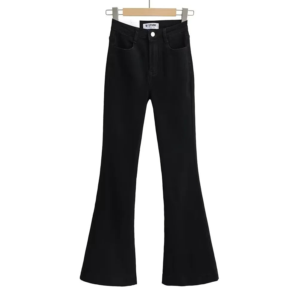 Women's Early Autumn High Waist Stretch Slim Fit Big Flared Jeans