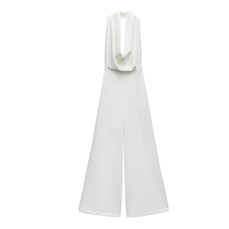 Women's French Style Pure Desire Sexy Halter Backless Jumpsuits
