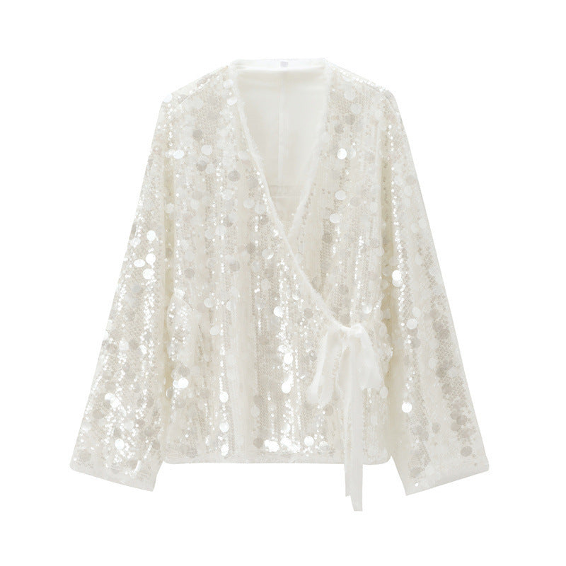Women's Fashionable Kimono Sequined Hot Long Sleeve Blouses