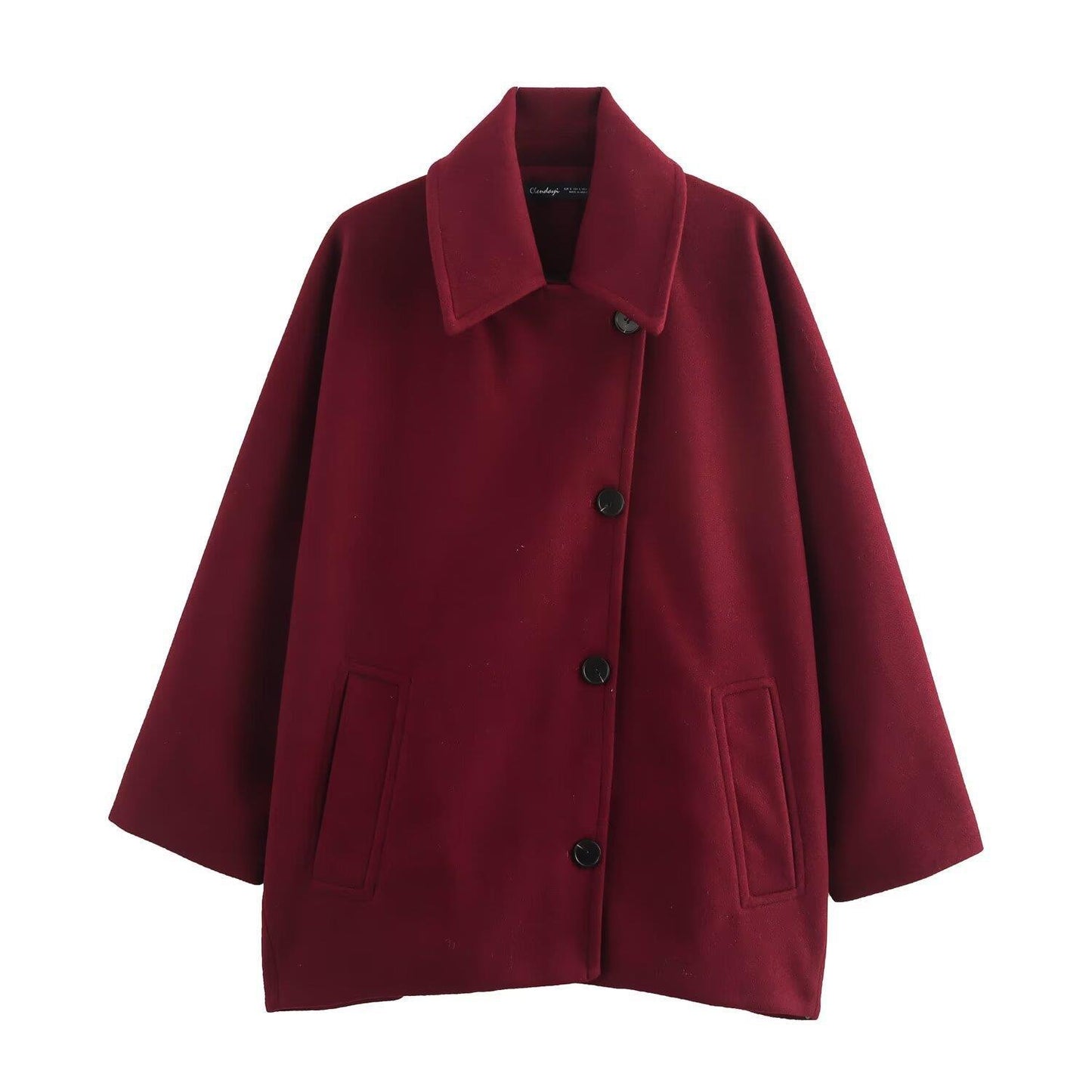 Women's Minority Woolen Fashion Polo Collar Blended Coats