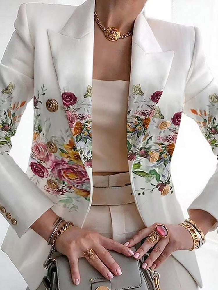 Women's Autumn Fashion Printed Slim Fit Small Blazers