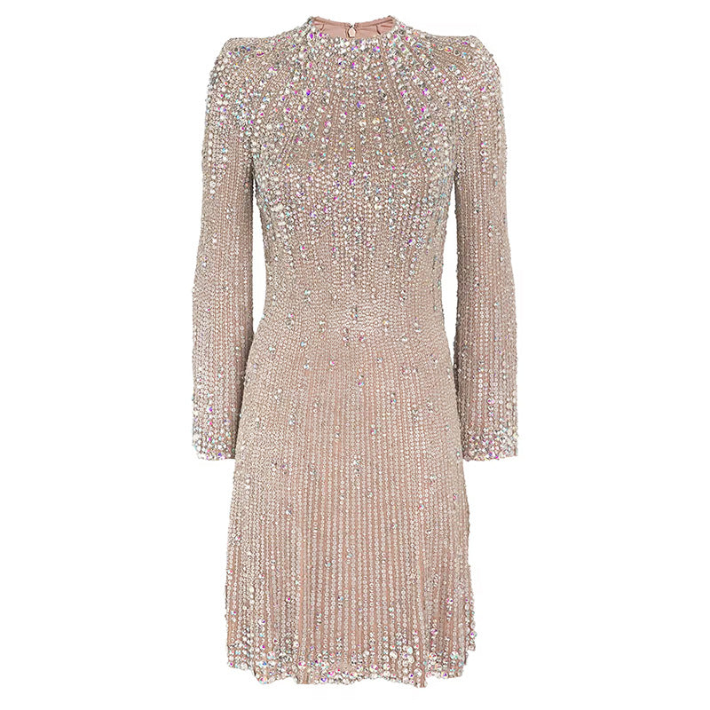 Early Autumn Fashion Embroidered Beads Diamond Dress