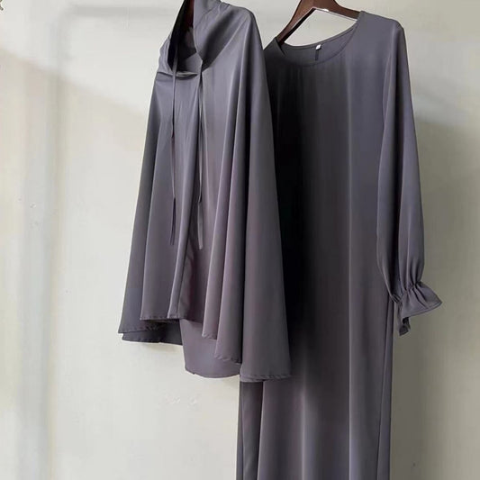 Autumn Pure Color Elegant Two-piece Malay Dresses