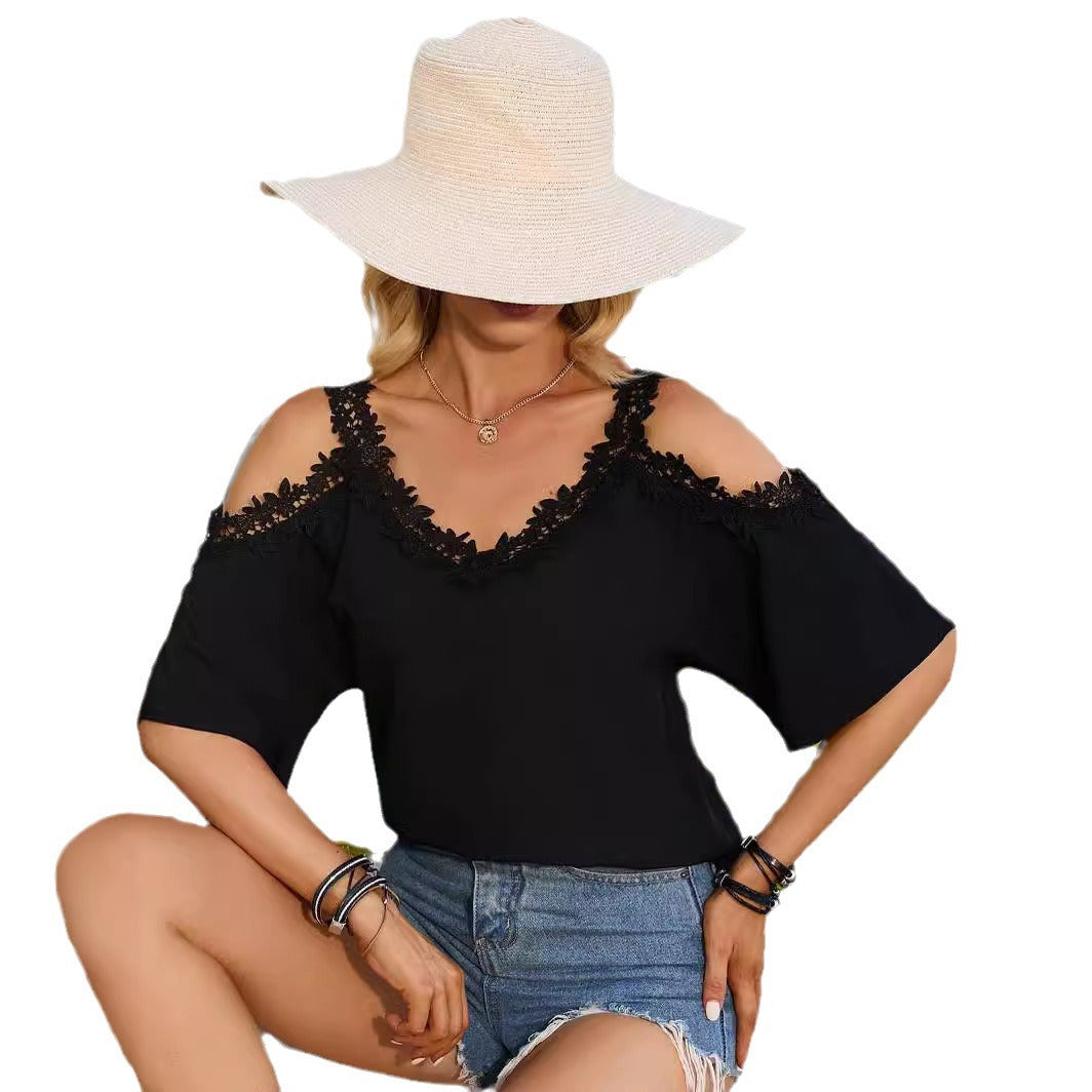 Women's Summer Half Sleeve Sexy Strapless Suspenders Blouses