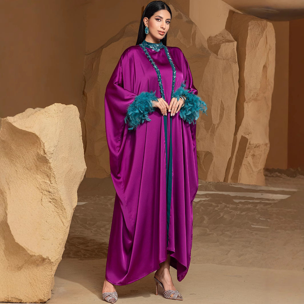 Purple Light Luxury Half Turtleneck Two-piece Dresses