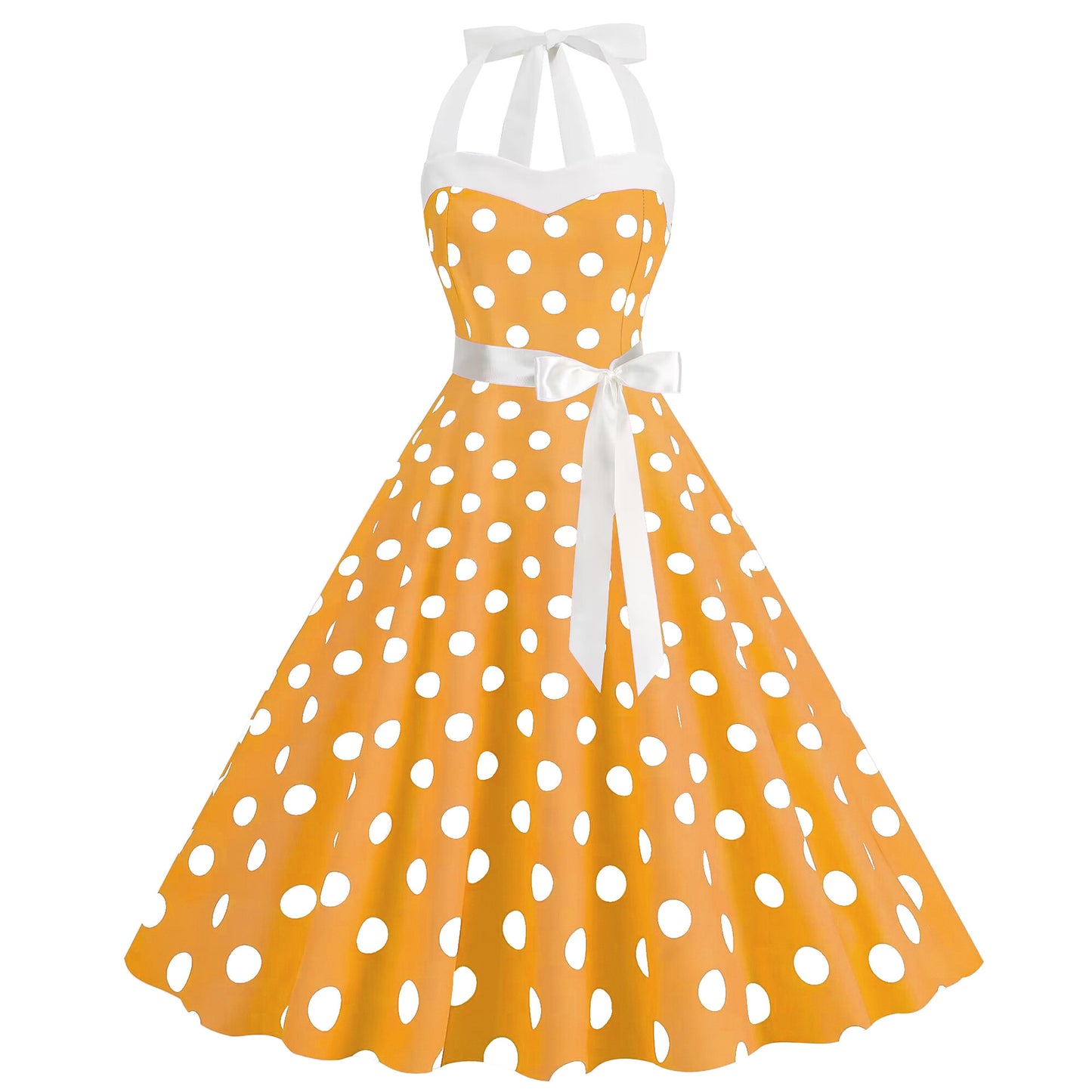 Hepburn Style Polka Dot Print Large Dresses