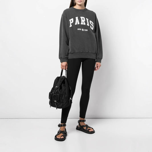 Women's Letter Printing Washed Snowflake Black Gray Sweaters