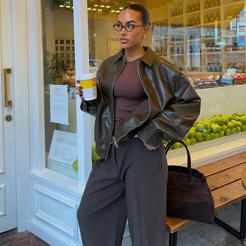 Women's Elegant Pretty Faux Leather Bomber Jackets
